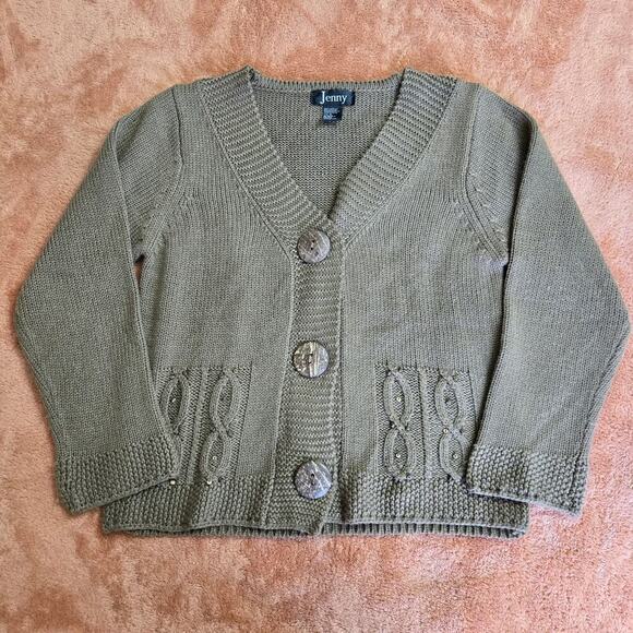 Jenny Womens Vintage Cable Knit Cardigan Sweater Small Boho Sequins Cozy Artsy - Picture 6 of 11